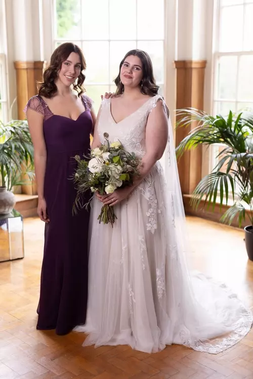 E170 Boho Cape Sleeve Bridesmaid Dress Essentials by True Bride